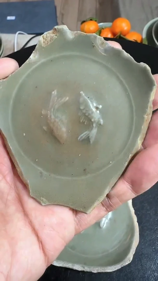 【闪购商品】碗龙泉青瓷双鱼洗瓷片学习标本