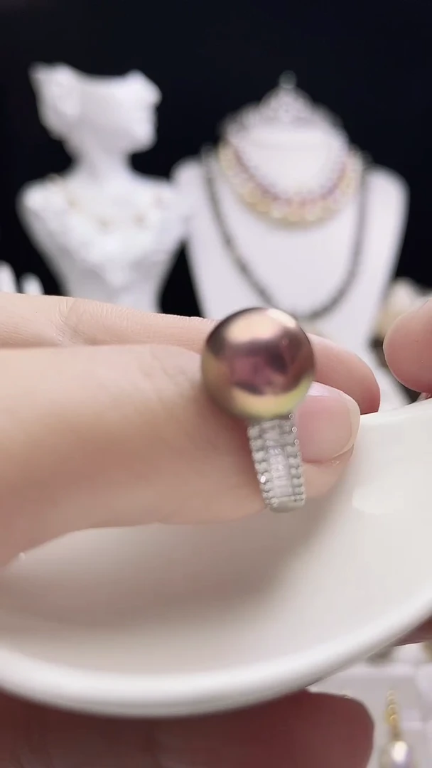 【闪购商品】淡水珍珠戒指银S925镶嵌淡水紫珠戒指10-11mm