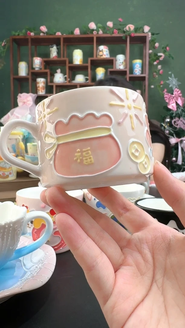 147景德镇高温陶瓷釉下彩 玉泥 杯子
