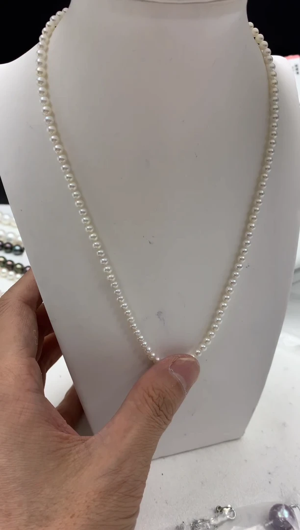 18K金镶嵌FF淡水珍珠特选小米珠3~4mm