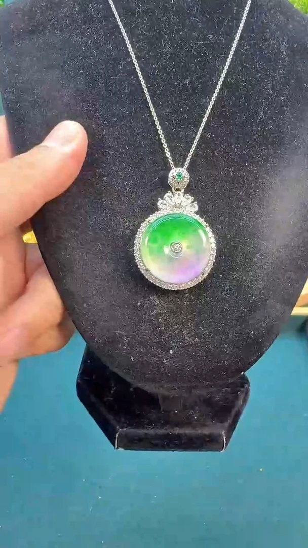 翡翠银S925镶嵌颈饰D135