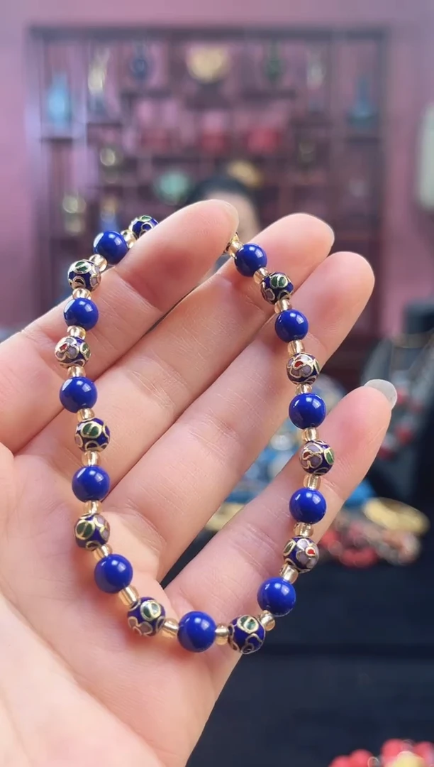 非遗 景泰蓝手串 0.6 宝蓝