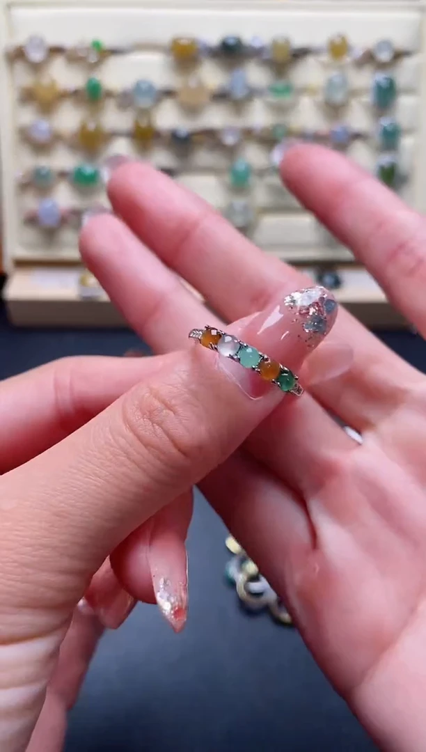 银S925镶嵌戒指翡翠777777+2