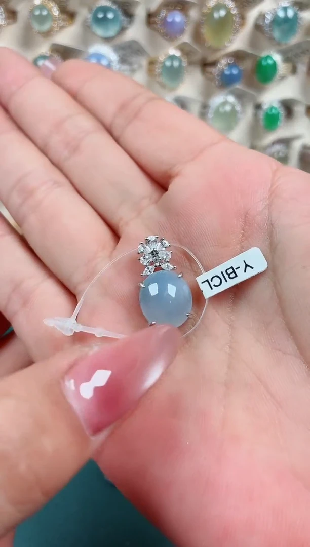 吊坠(不含链)银S925镶嵌翡翠.