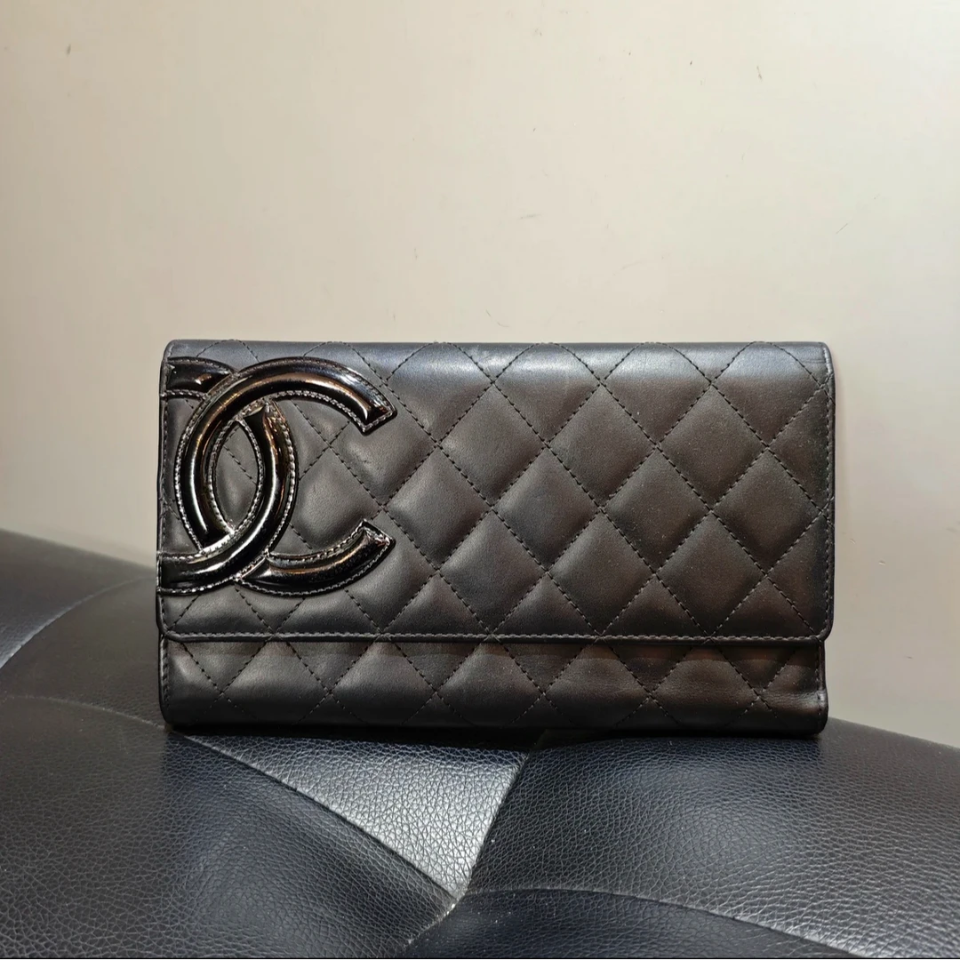 99新 Chanel/香奈儿 康鹏三折钱包16开 后配链条