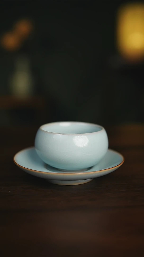 【闪购商品】天青釉 圆融杯+杯垫 主人杯