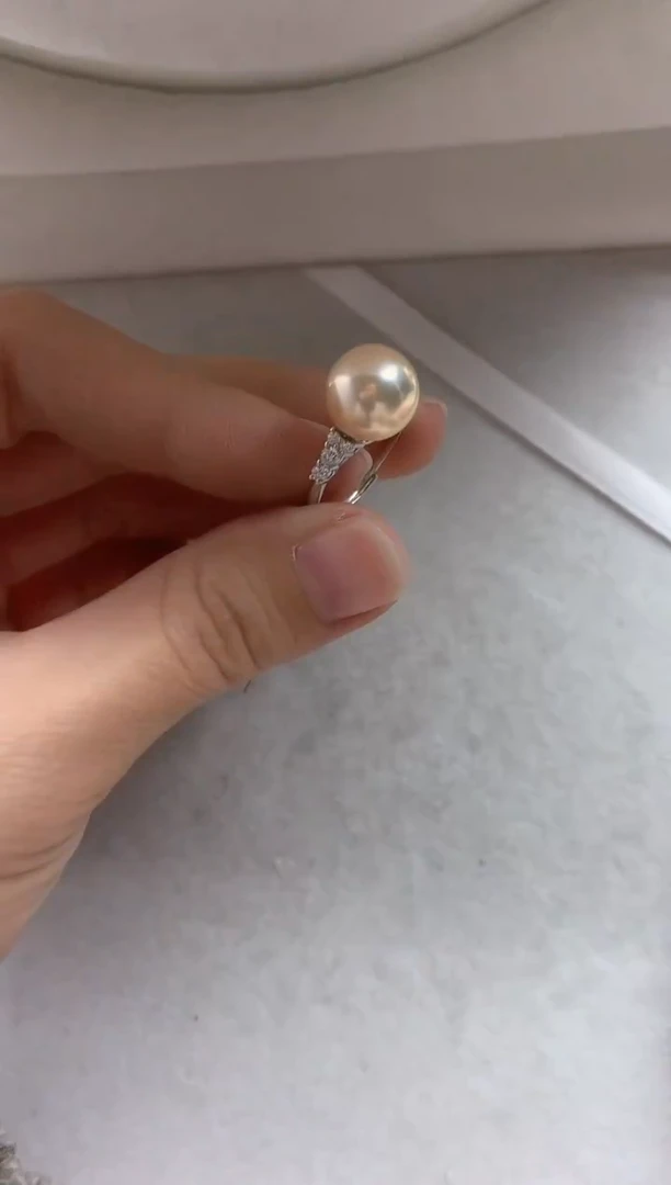 银S925镶嵌戒指淡水珍珠戒指