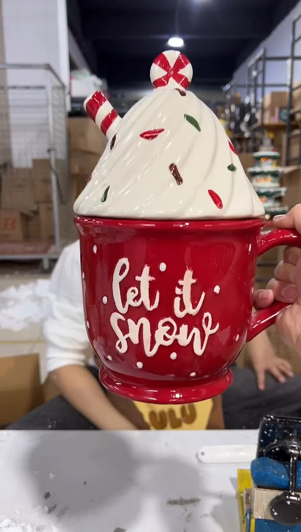 瓷片大号圣诞冰激凌杯罐微瑕