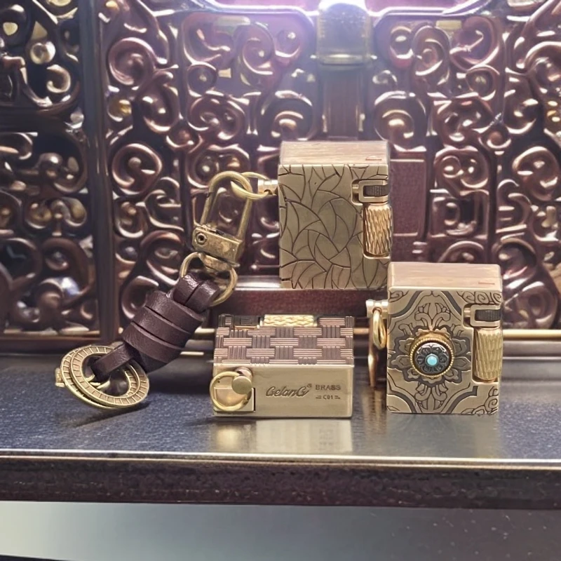 手工机械异性黄铜迷你指尖战甲弹射打火机个性复古浮雕设计男士礼