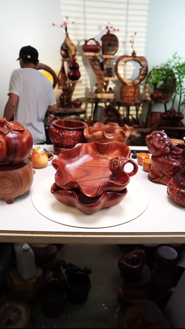 木香樟木摆件/莲蓬果盆