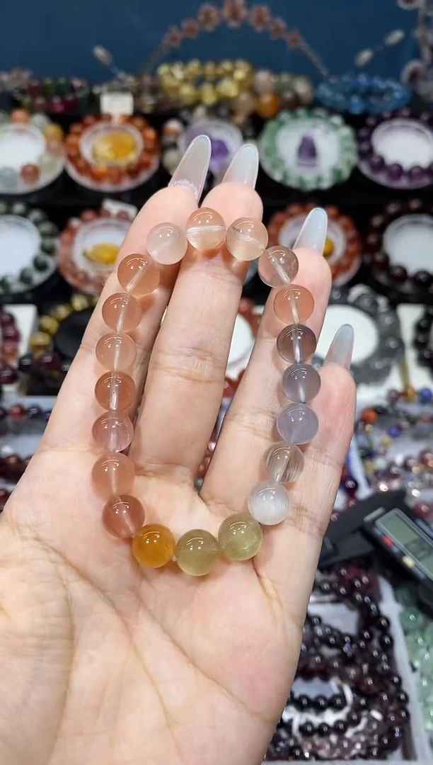 未镶嵌手串水晶老矿渐变彩兔毛9+