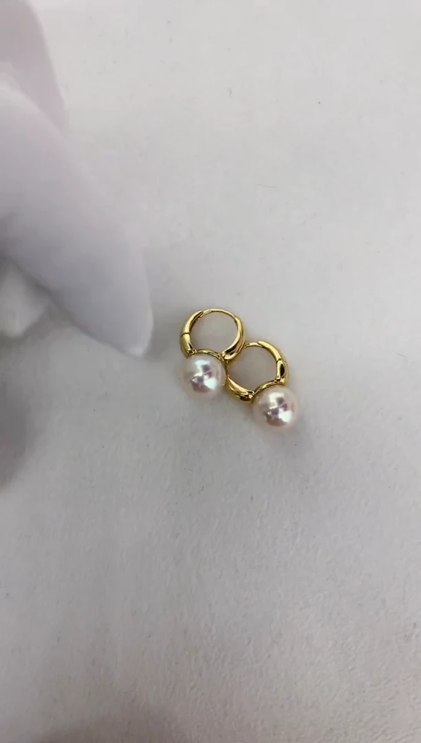 【闪购商品】海水珍珠耳饰18K金镶嵌耳扣8.5-9