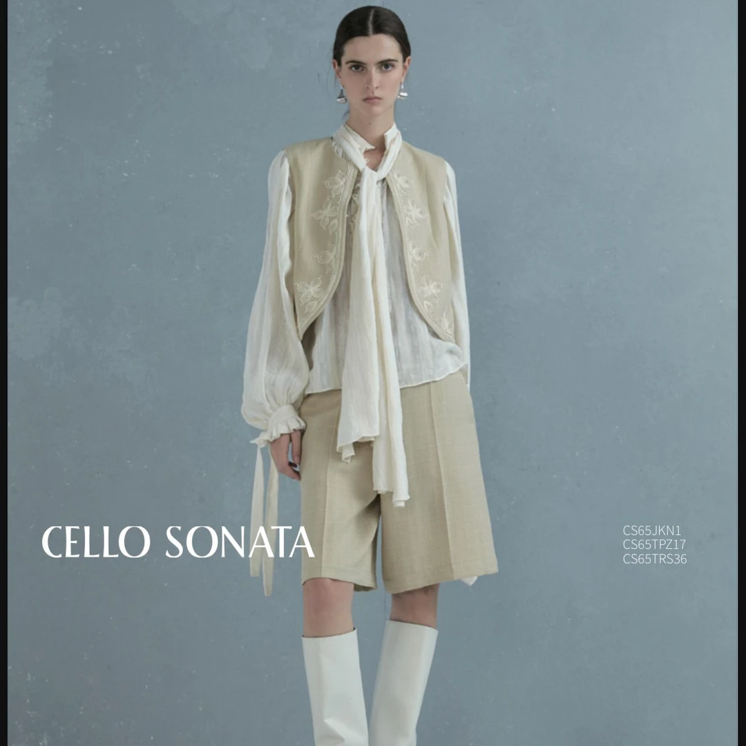 CELLO SONATA带绣系带马甲