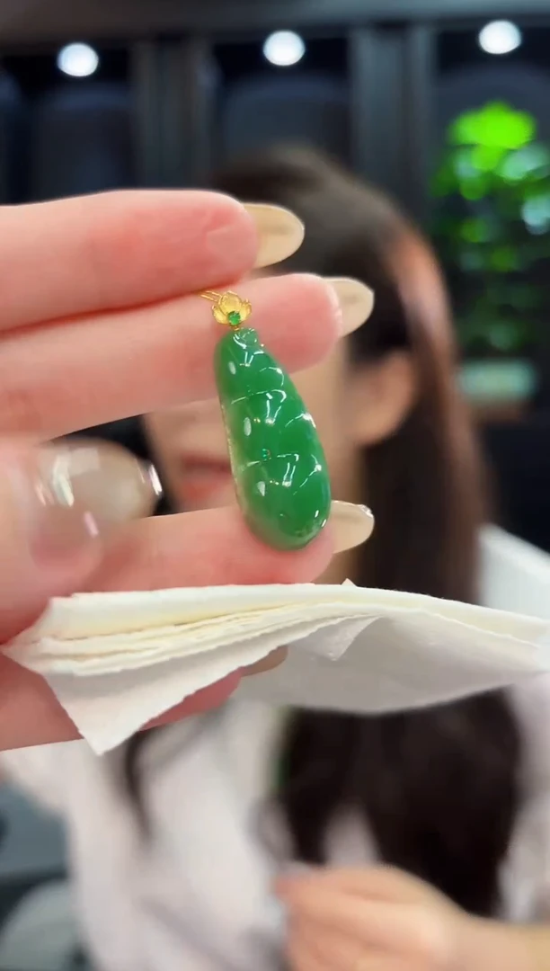 翡翠18K金镶嵌颈饰 缅料A货/支持复检/一件