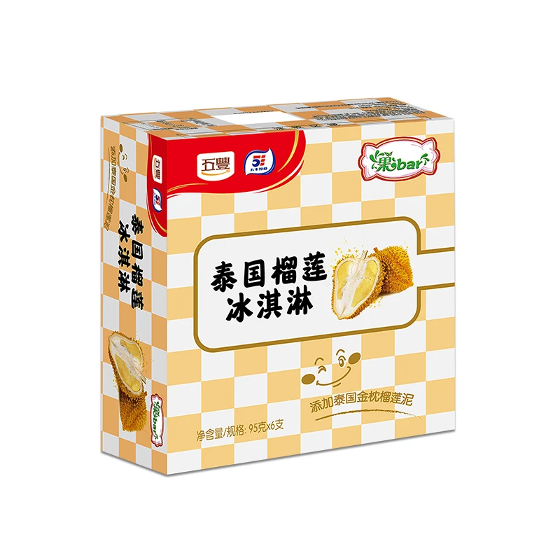 五丰泰国榴莲风味冰淇淋 95g*6支
