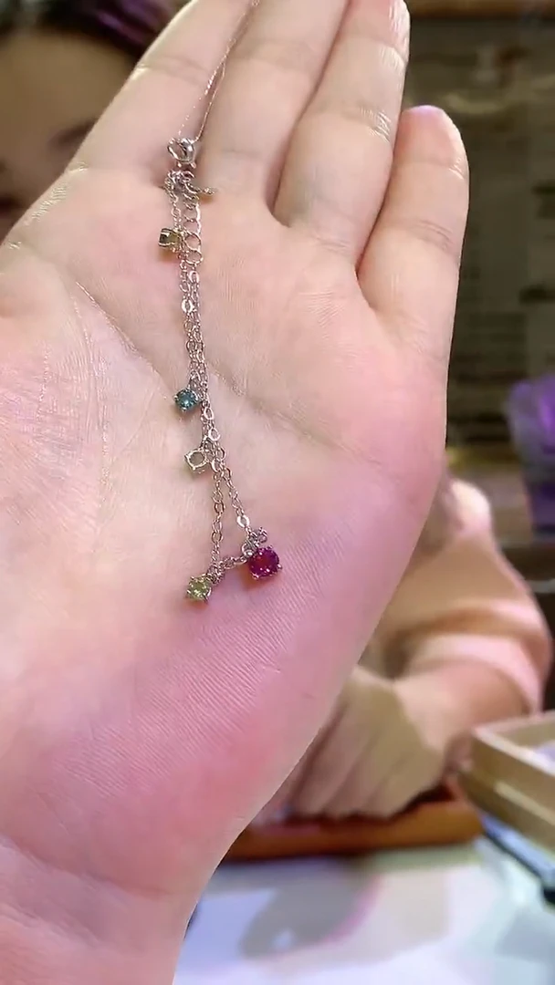 银S925镶嵌手链127碧玺041ZB1029产品一个