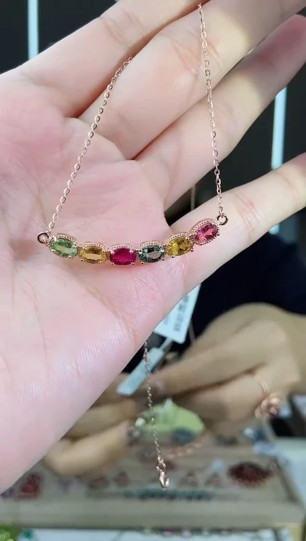 【闪购商品】碧玺颈饰银S925镶嵌颈饰