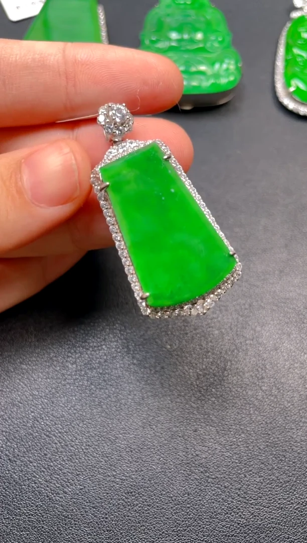 吊坠(不含链)银S925镶嵌翡翠吊坠