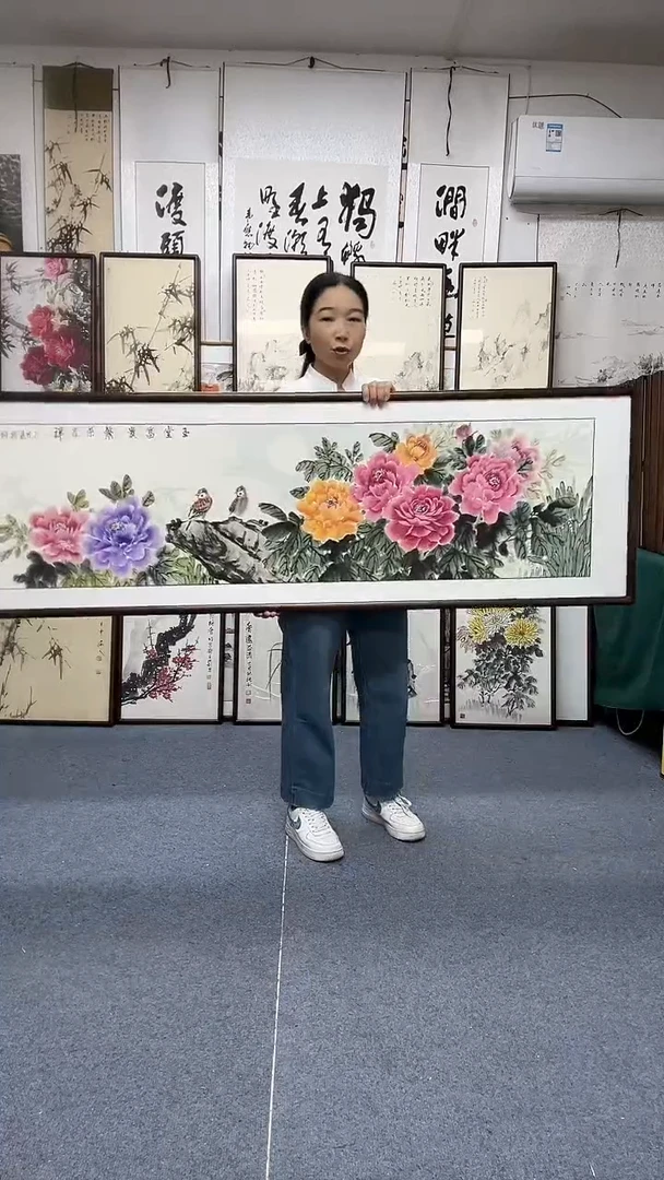 国画57*180实木画框京东包邮手绘