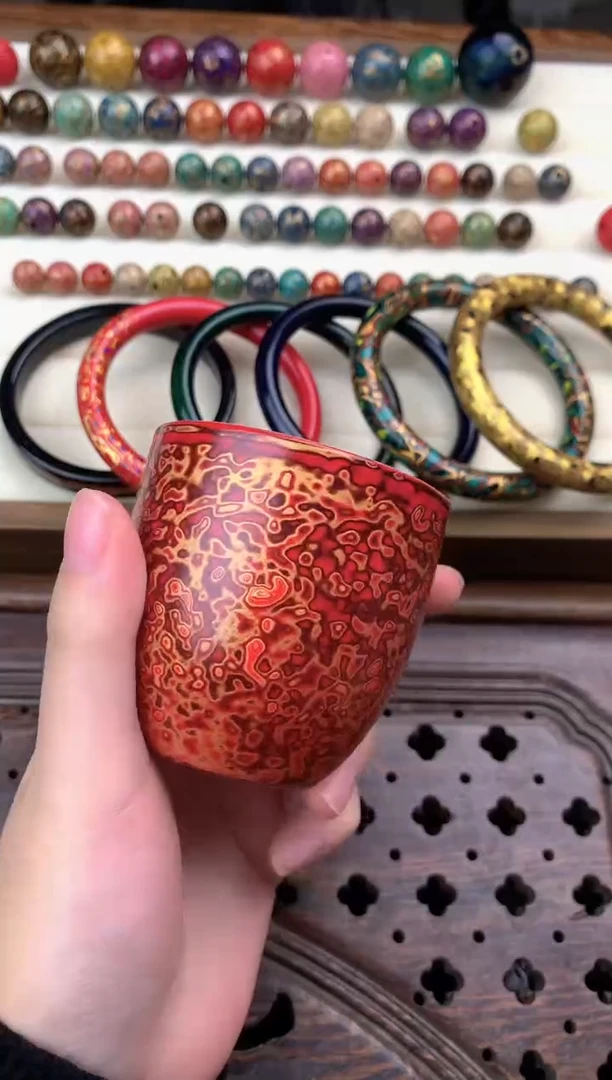 漆器变涂七彩分享杯 红金