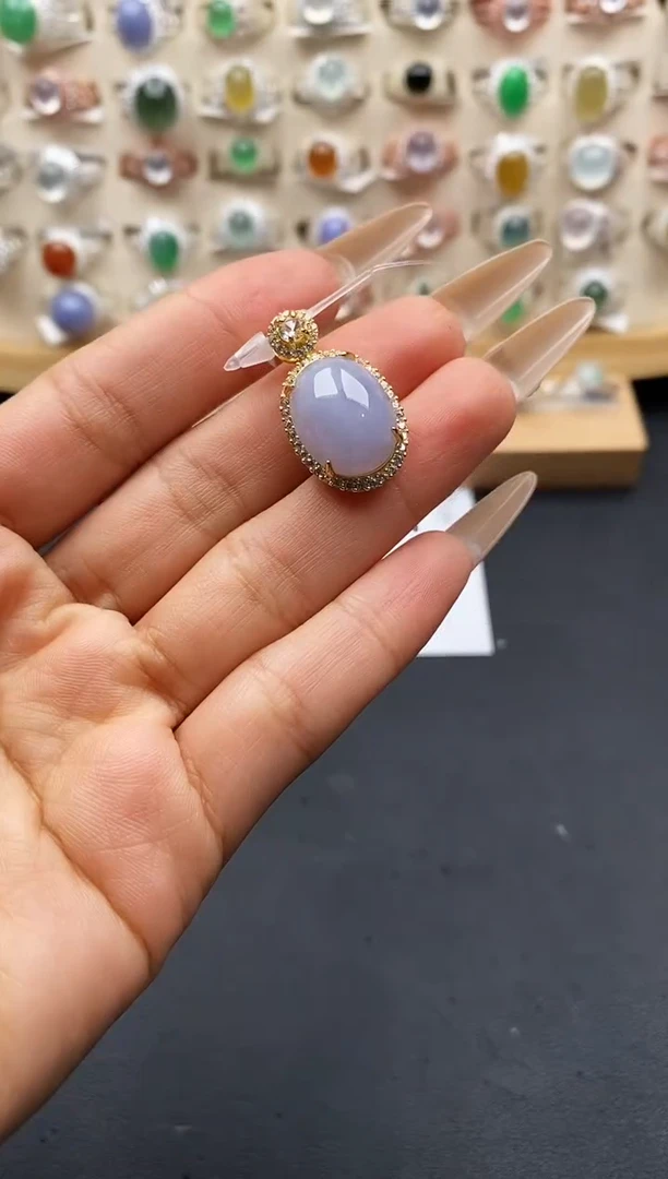 银S925镶嵌戒指翡翠缅甸天然A货翡翠1 6-3