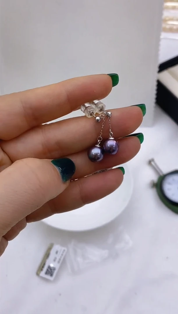 【闪购商品】淡水珍珠耳饰银S925镶嵌324 8-9mm