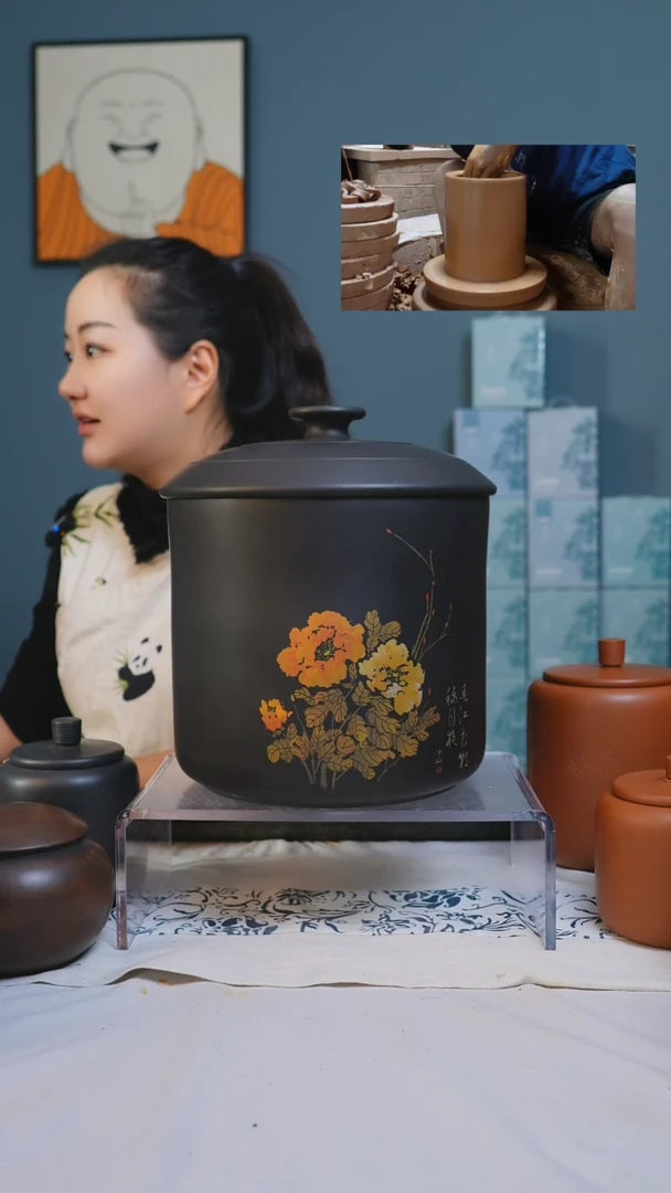 【闪购商品】建水紫陶全手工存茶缸7-9饼缸（微瑕)