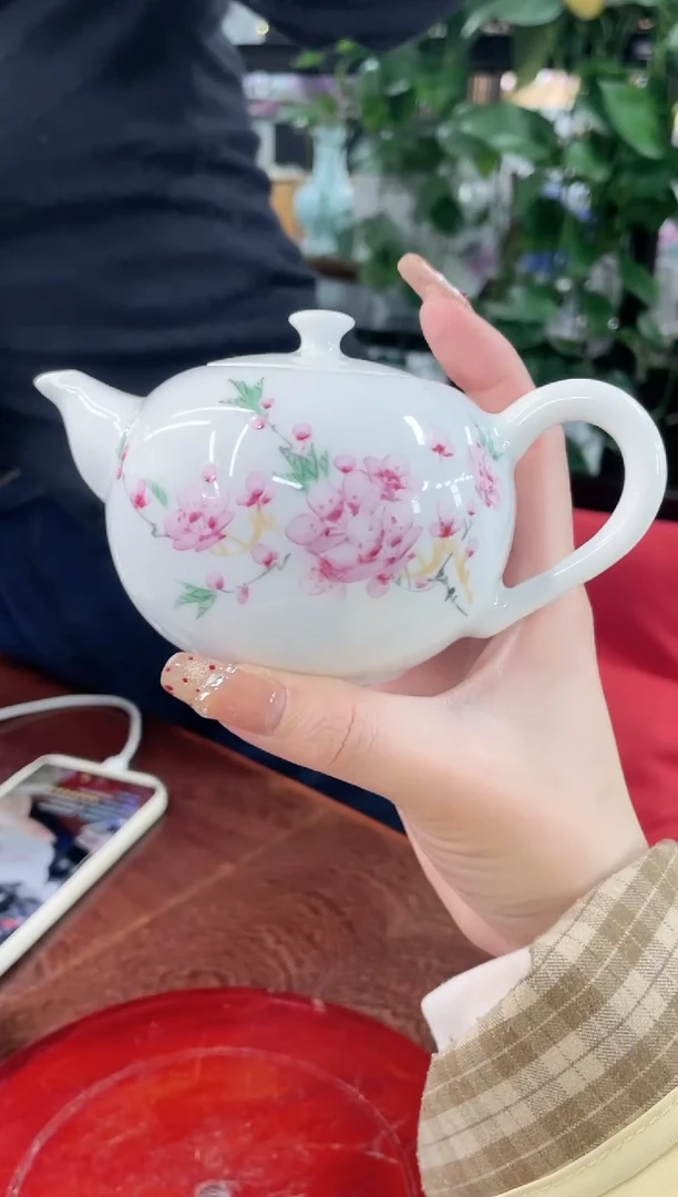 【闪购商品】020陶瓷供应链粉彩水点桃花画片西施茶壶