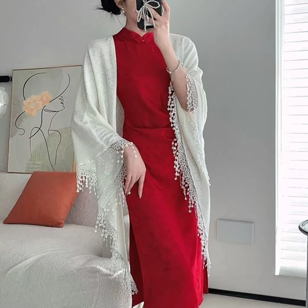 中国风披肩配旗袍外搭披风流苏款春夏季新中式复古开衫外套百搭女