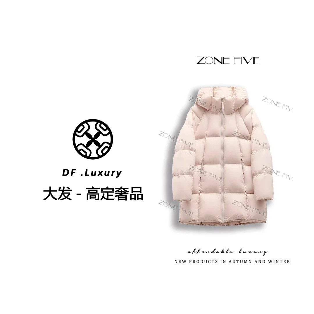 90白鹅绒贝贝款超轻泡芙感蓬松连帽羽绒服潮流中长款