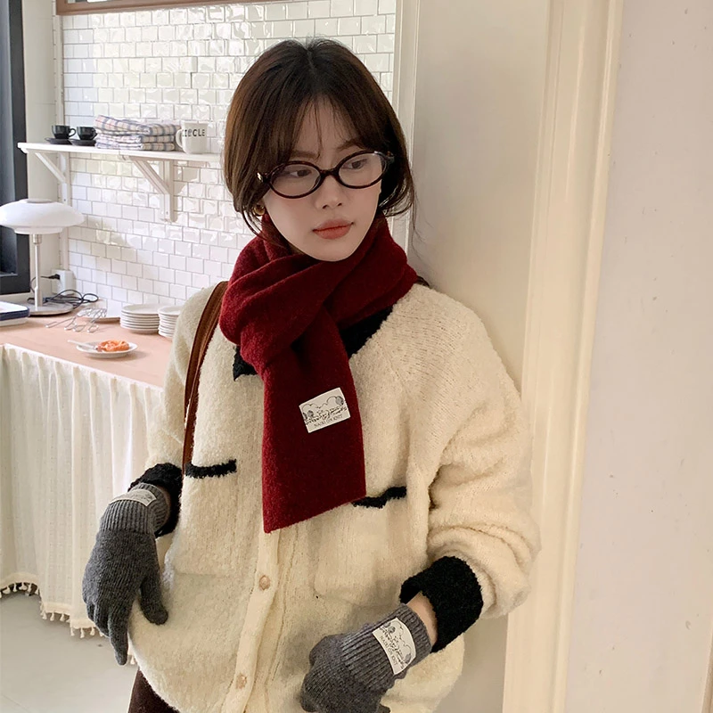 2025新款韩系纯色针织围巾女秋冬百搭高级感学生保暖护颈情侣围脖