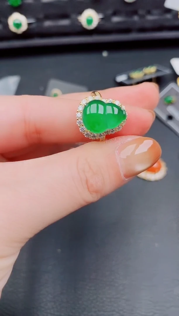 【闪购商品】翡翠戒指银S925镶嵌天然a货翡翠508