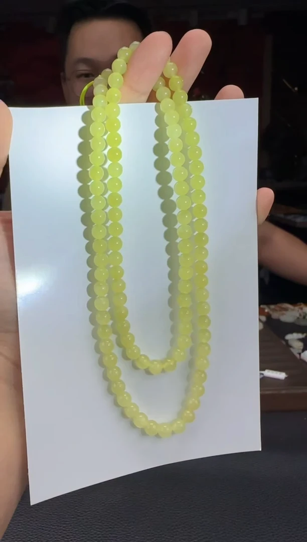 和田玉未镶嵌颈饰黄口猫108颗多圈卡6