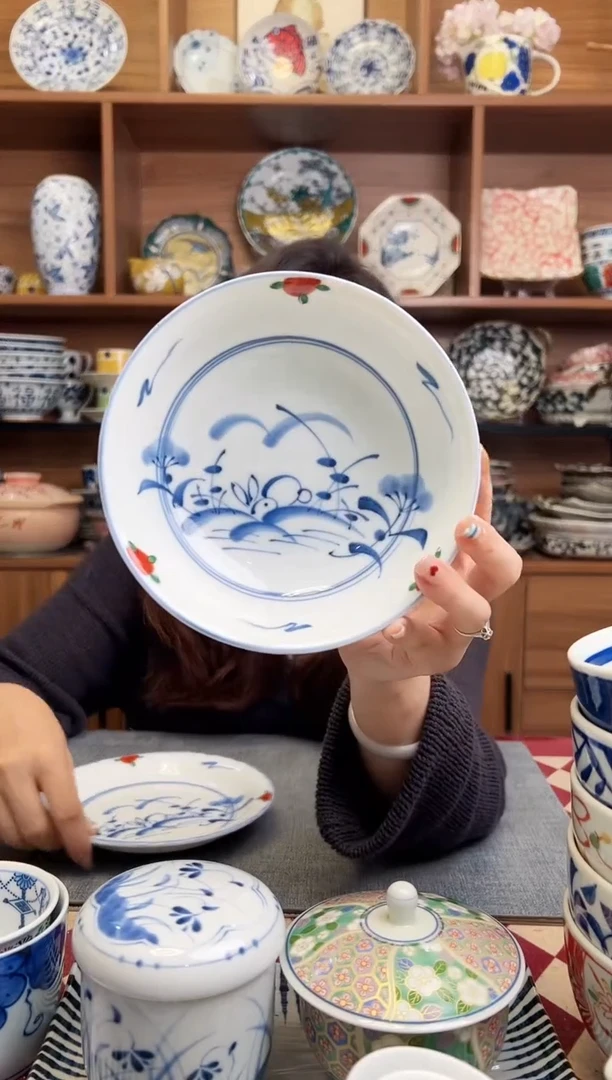 瓷片赤绘兔15.5cm煮物钵