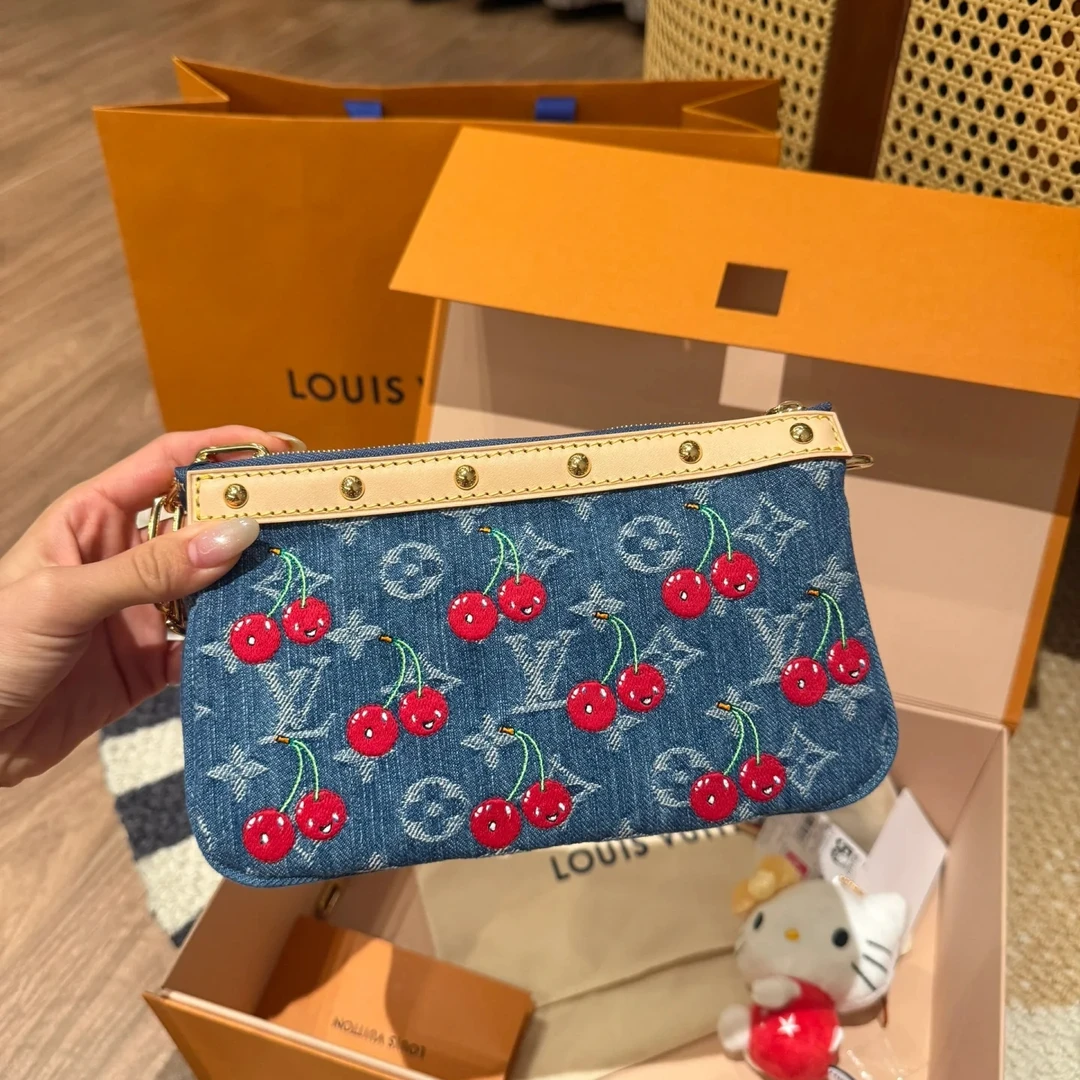 未使用 LouisVuitton/路易威登 花花特价 村上隆樱桃 大麻将包