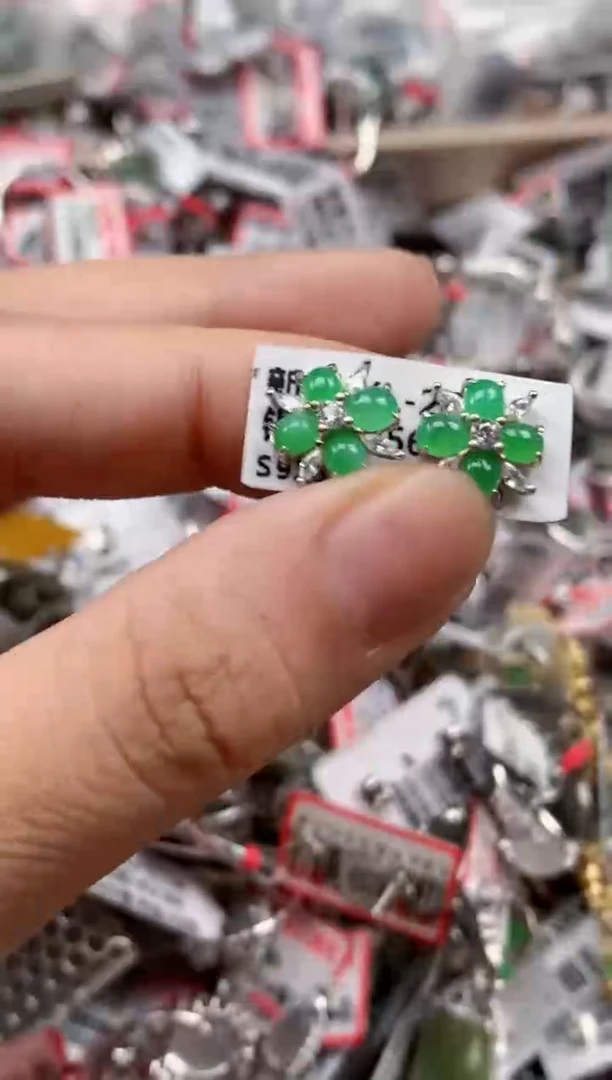 银S925镶嵌戒指翡翠天然A货缅甸翡翠