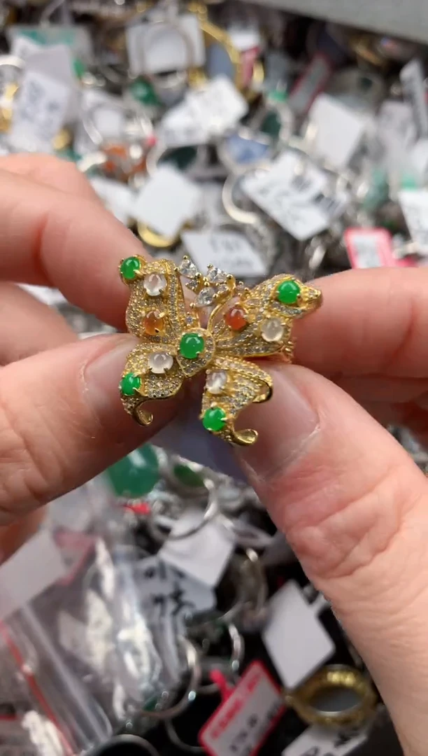 银S925镶嵌戒指翡翠444   2