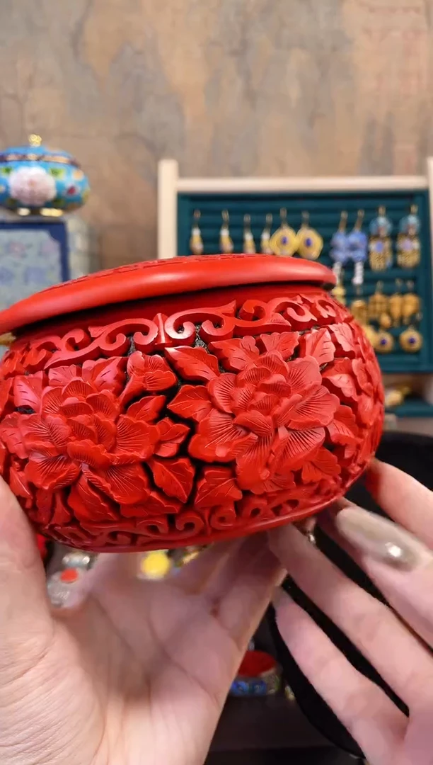 【闪购商品】非遗雕漆围棋罐花卉