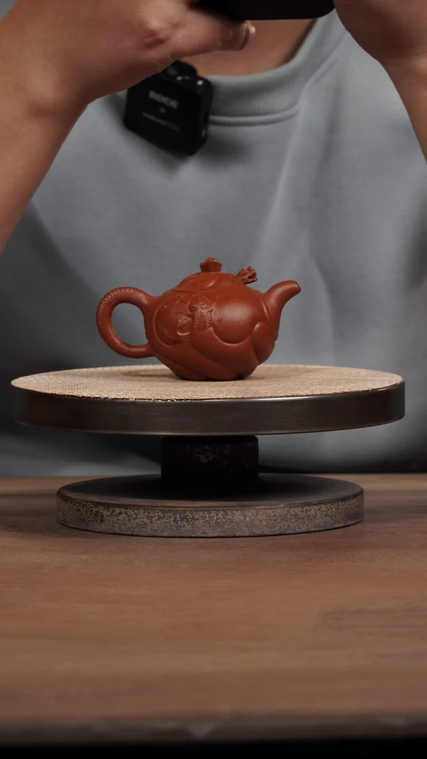 茶壶紫砂绵*朱泥小鱼化龙