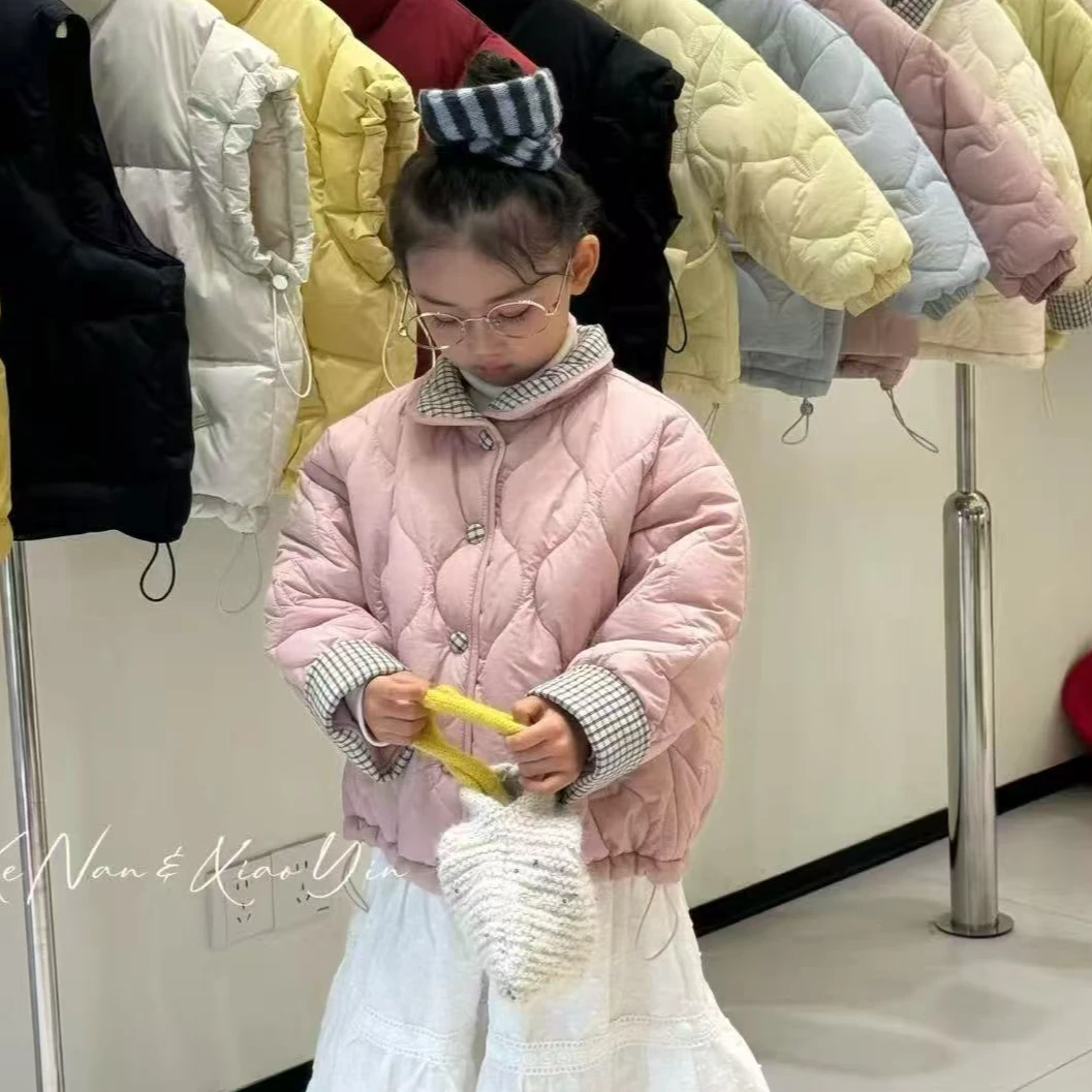 女童冬季新款棉服洋气女宝宝夹棉宽松百搭面包服休闲排扣棉衣