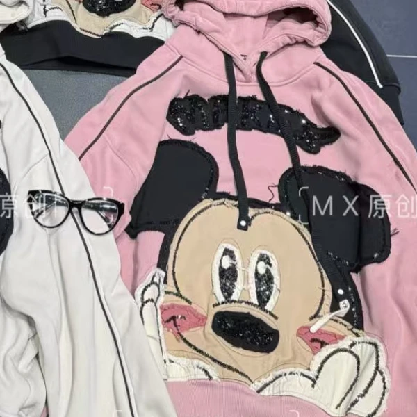 FL二龙欧货【托腮捂脸米奇连帽加绒卫衣潮牌】20352