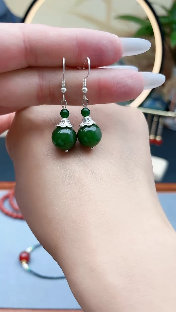 玛瑙/玉髓耳饰银S925镶嵌682