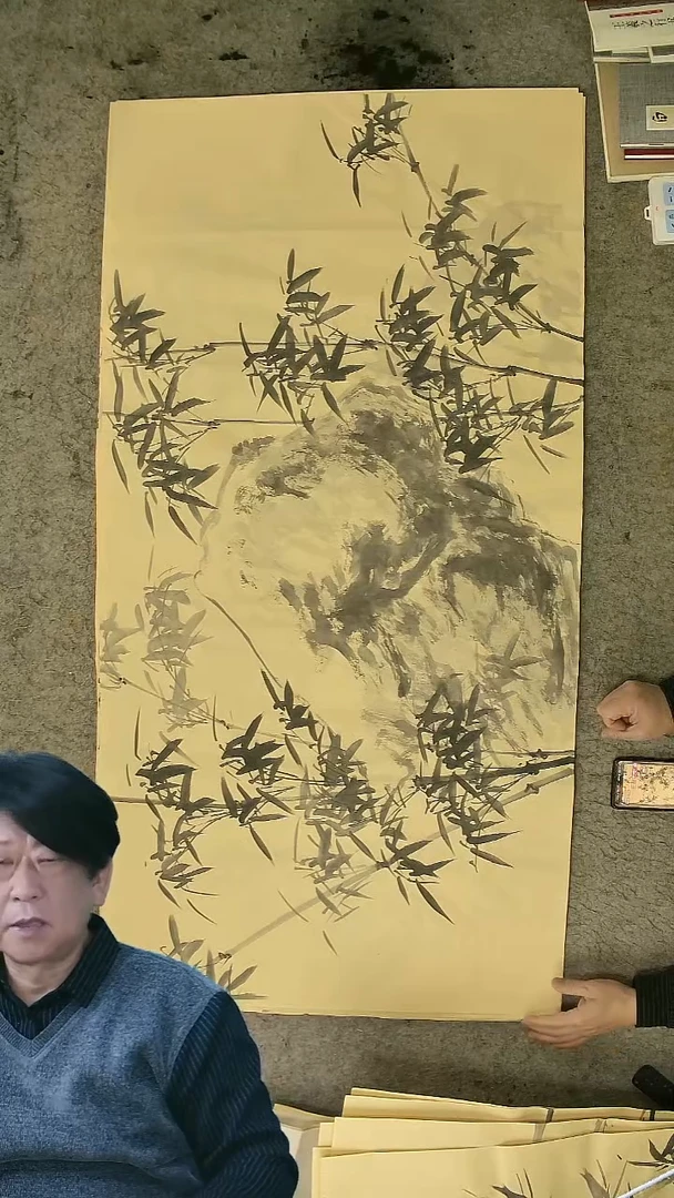 国画四尺整张  墨竹  69*138cm 横