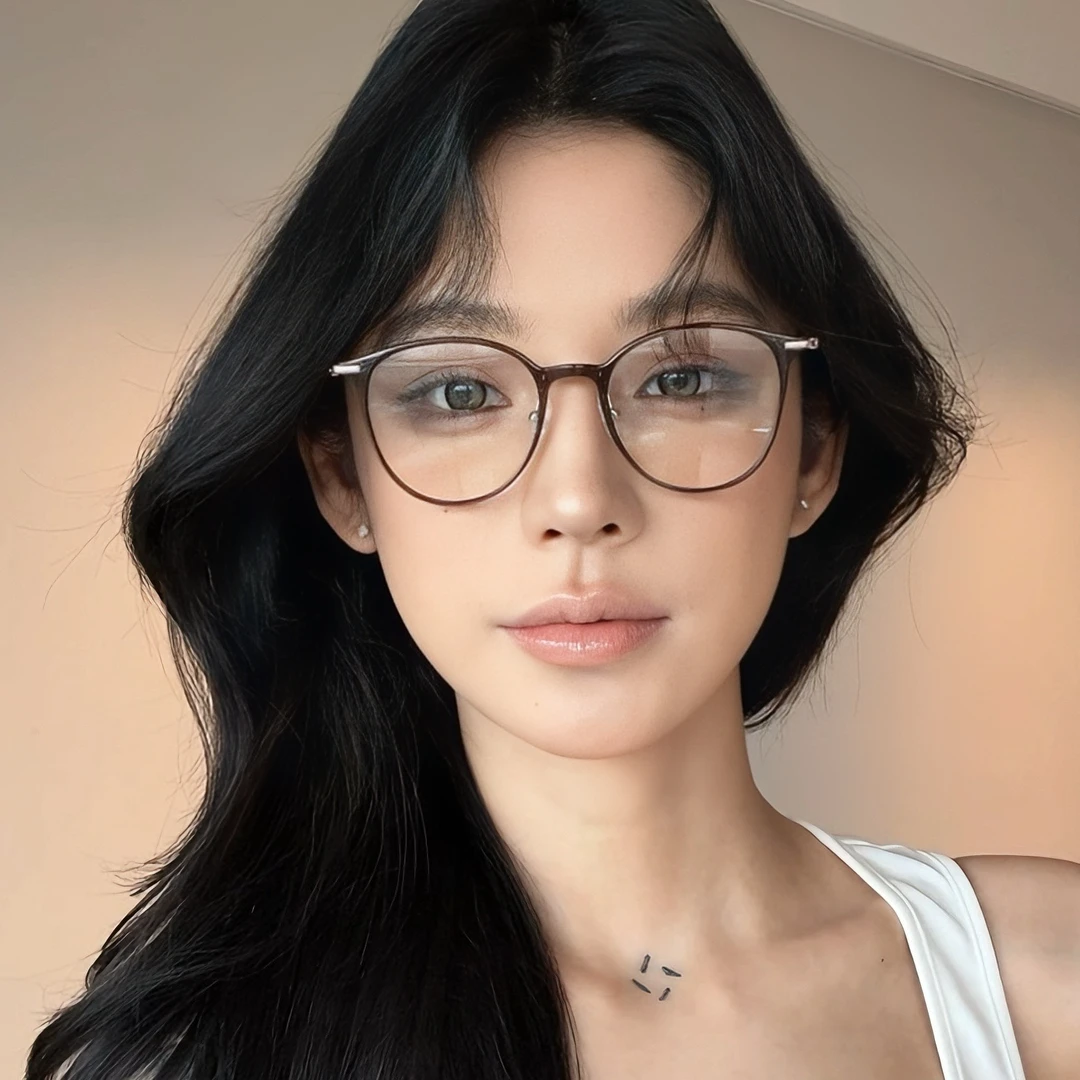 GENIUS MAIDEN超轻ins显白冷茶色高清防蓝光素颜眼镜女款可配近视