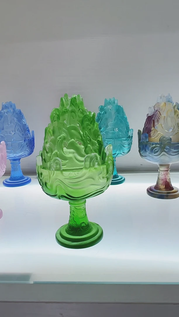 手工艺品琉璃少*明古法琉璃博山炉