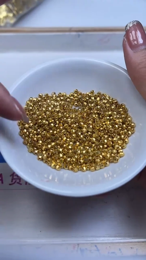 合金散珠玛瑙/玉髓A1035 合琻 金色切面3mm50个9.8元