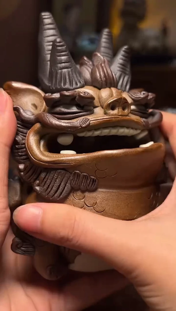瓷片设计师款手工手作香炉麒麟