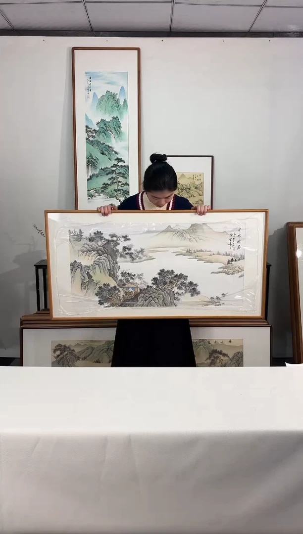 国画手绘*溪畔雅居*62*122cm