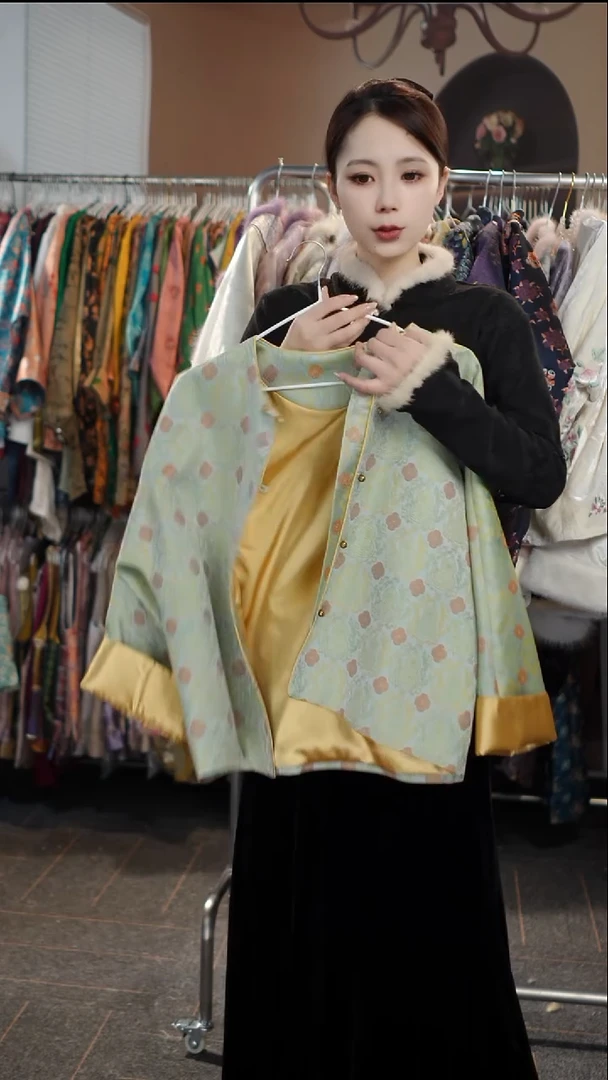 薄荷绿福禄寿外套