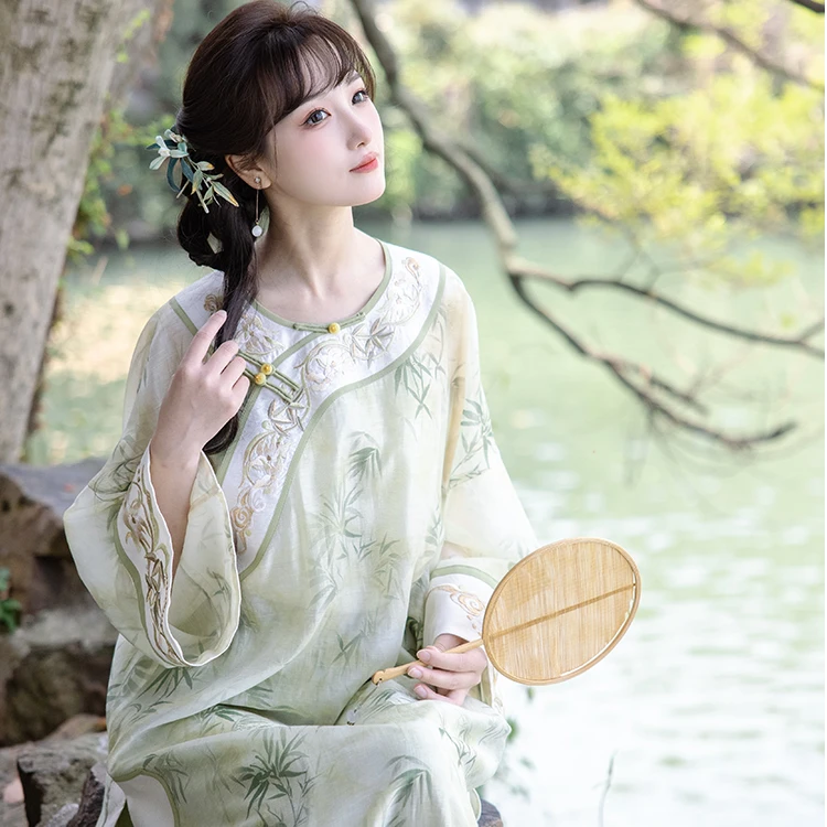 凯宇【竹风渡】新中式古典旗袍日常大袖衫薄款国风汉服套装女